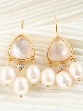 Aquitaine Gold Pearl Drop Earrings by Julie Vos